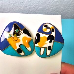 Vintage ceramic/crackle glass kitty cat earrings 😺 ♥️